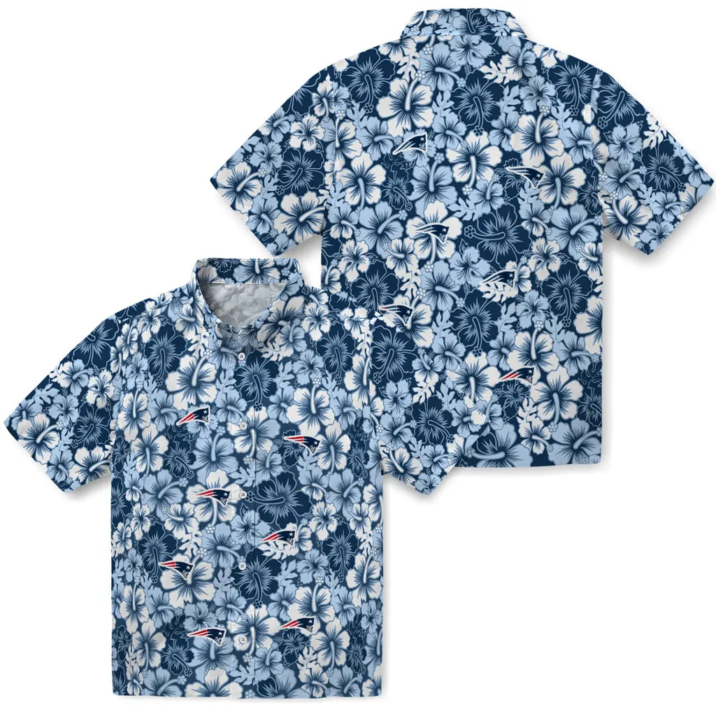 New England Patriots Hawaiian Shirt - Hibiscus Blooms | Moonbestprint