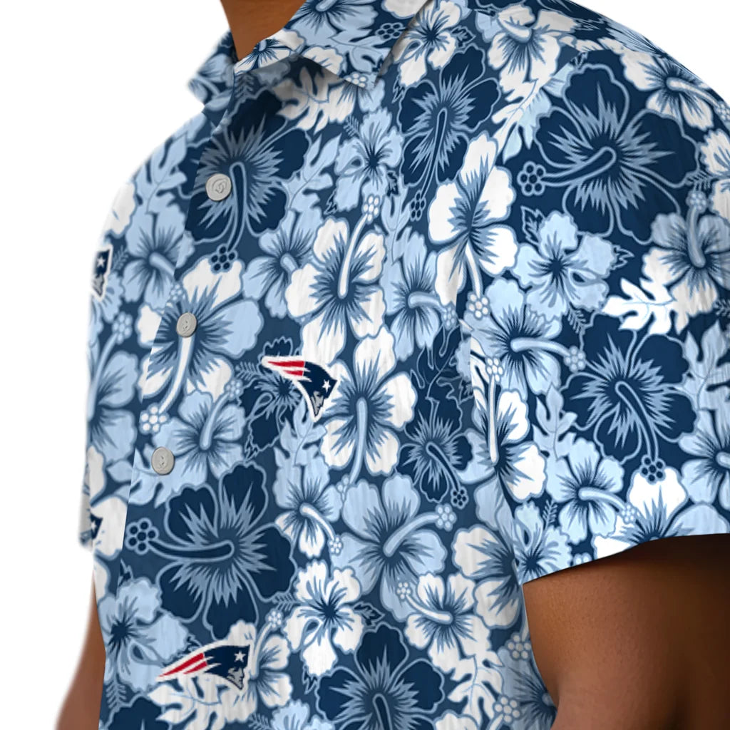 New England Patriots Hawaiian Shirt - Hibiscus Blooms | Moonbestprint