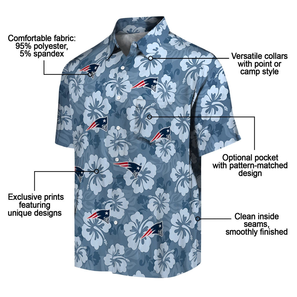 New England Patriots Hawaiian Shirt - Hibiscus Cluster | Moonbestprint
