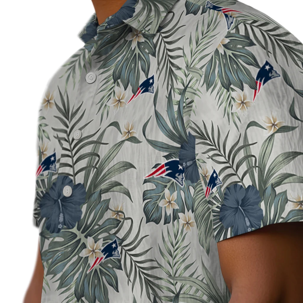 New England Patriots Hawaiian Shirt - Hibiscus Designs | Moonbestprint