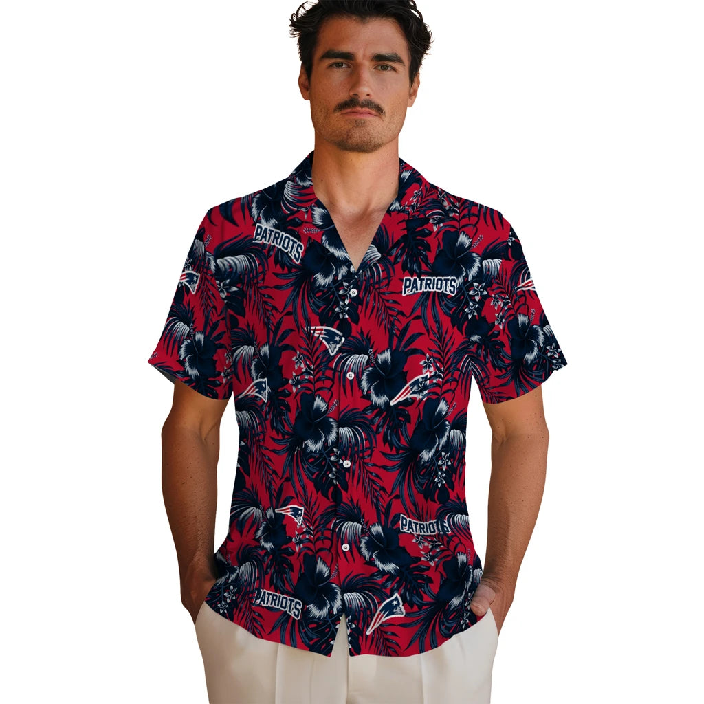 New England Patriots Hawaiian Shirt - Hibiscus Exotic | Moonbestprint