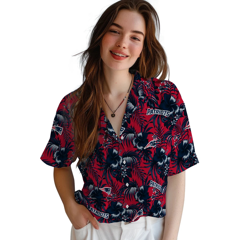 New England Patriots Hawaiian Shirt - Hibiscus Exotic | Moonbestprint