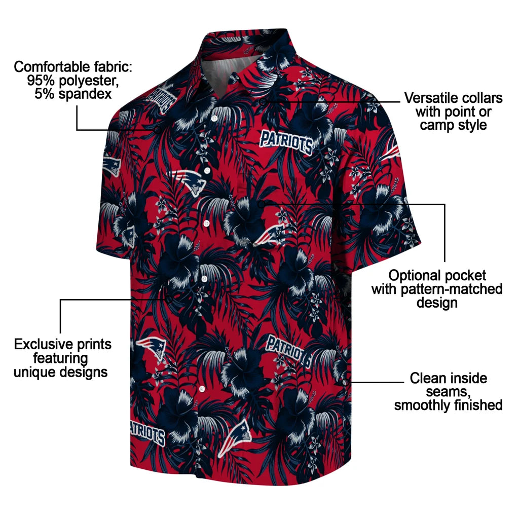 New England Patriots Hawaiian Shirt - Hibiscus Exotic | Moonbestprint
