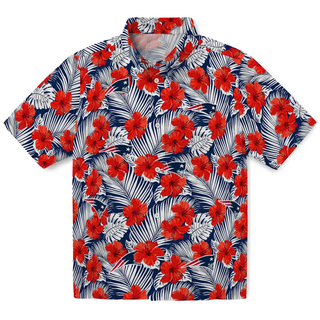 New England Patriots Hawaiian Shirt - Hibiscus Fiesta | Moonbestprint