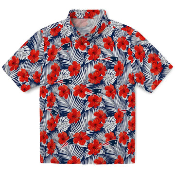 New England Patriots Hawaiian Shirt - Hibiscus Fiesta | Moonbestprint