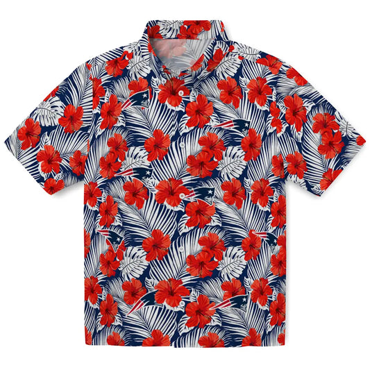 New England Patriots Hawaiian Shirt - Hibiscus Fiesta | Moonbestprint
