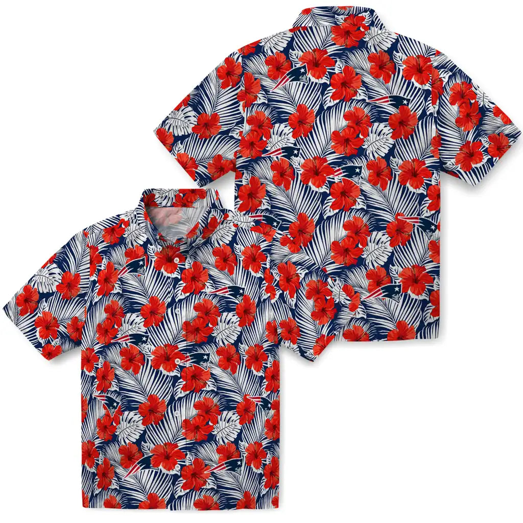 New England Patriots Hawaiian Shirt - Hibiscus Fiesta | Moonbestprint
