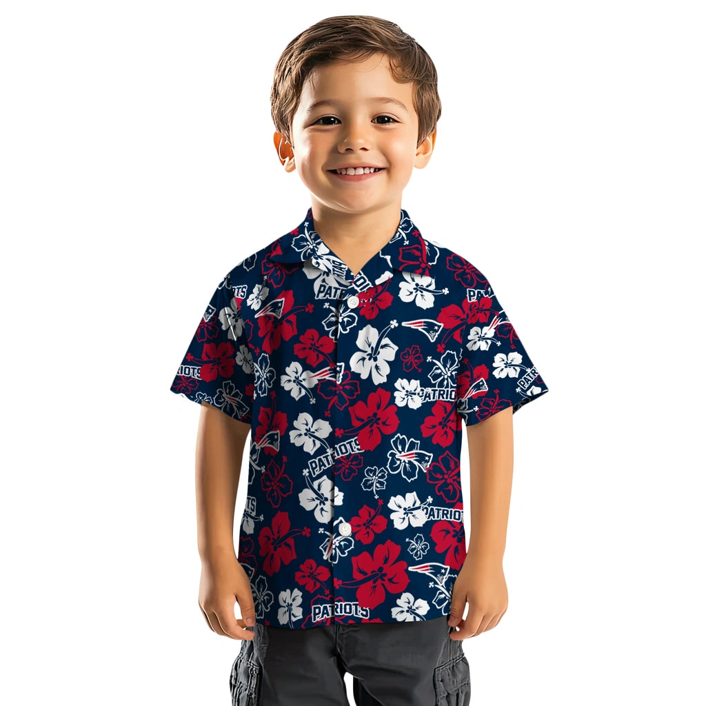 New England Patriots Hawaiian Shirt - Hibiscus Flower Design | Moonbestprint