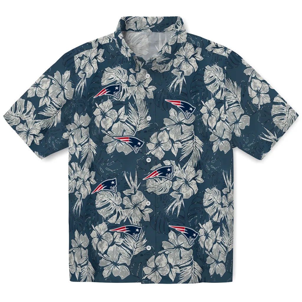 New England Patriots Hawaiian Shirt - Hibiscus Flowers | Moonbestprint
