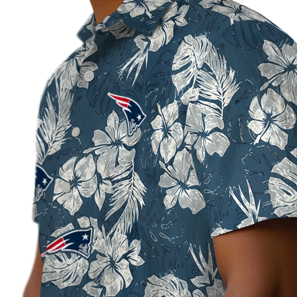 New England Patriots Hawaiian Shirt - Hibiscus Flowers | Moonbestprint