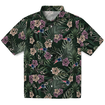 New England Patriots Hawaiian Shirt - Hibiscus Leaves Pattern | Moonbestprint