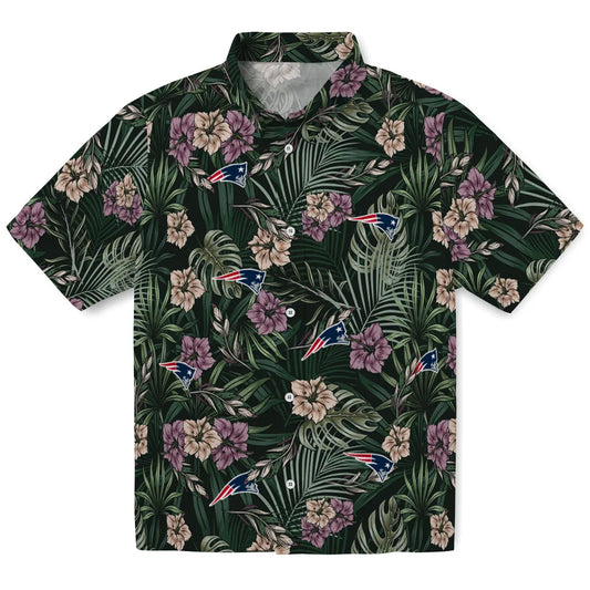 New England Patriots Hawaiian Shirt - Hibiscus Leaves Pattern | Moonbestprint