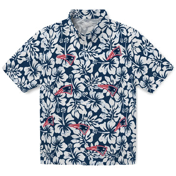 New England Patriots Hawaiian Shirt - Hibiscus Motif | Moonbestprint