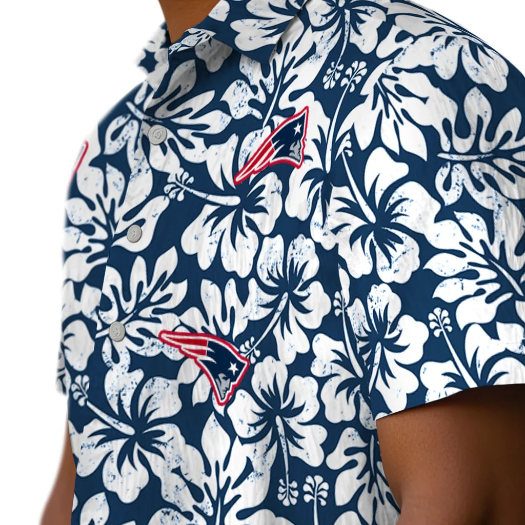 New England Patriots Hawaiian Shirt - Hibiscus Motif | Moonbestprint