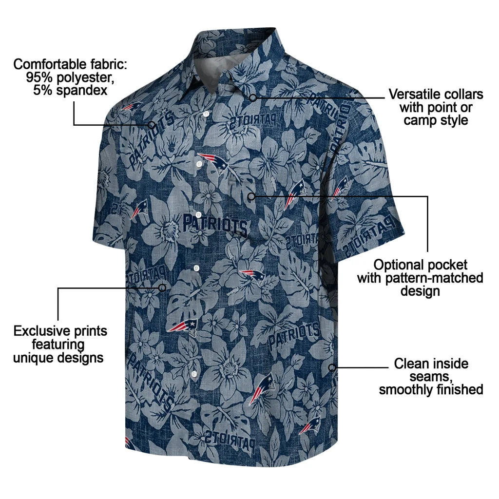New England Patriots Hawaiian Shirt - Hibiscus Oasis | Moonbestprint