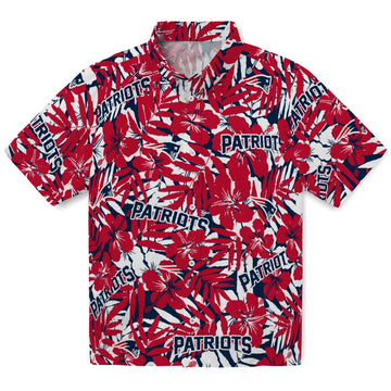 New England Patriots Hawaiian Shirt - Hibiscus Overlay | Moonbestprint