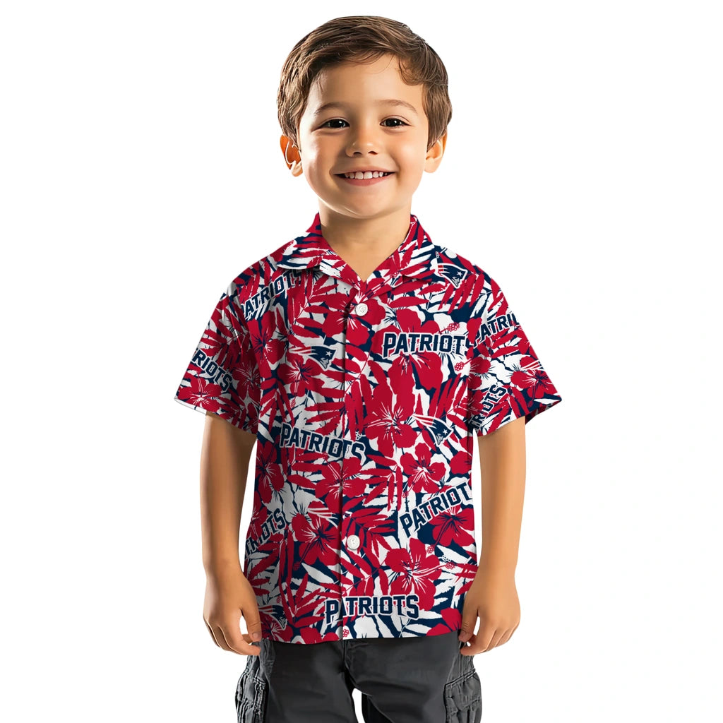 New England Patriots Hawaiian Shirt - Hibiscus Overlay | Moonbestprint