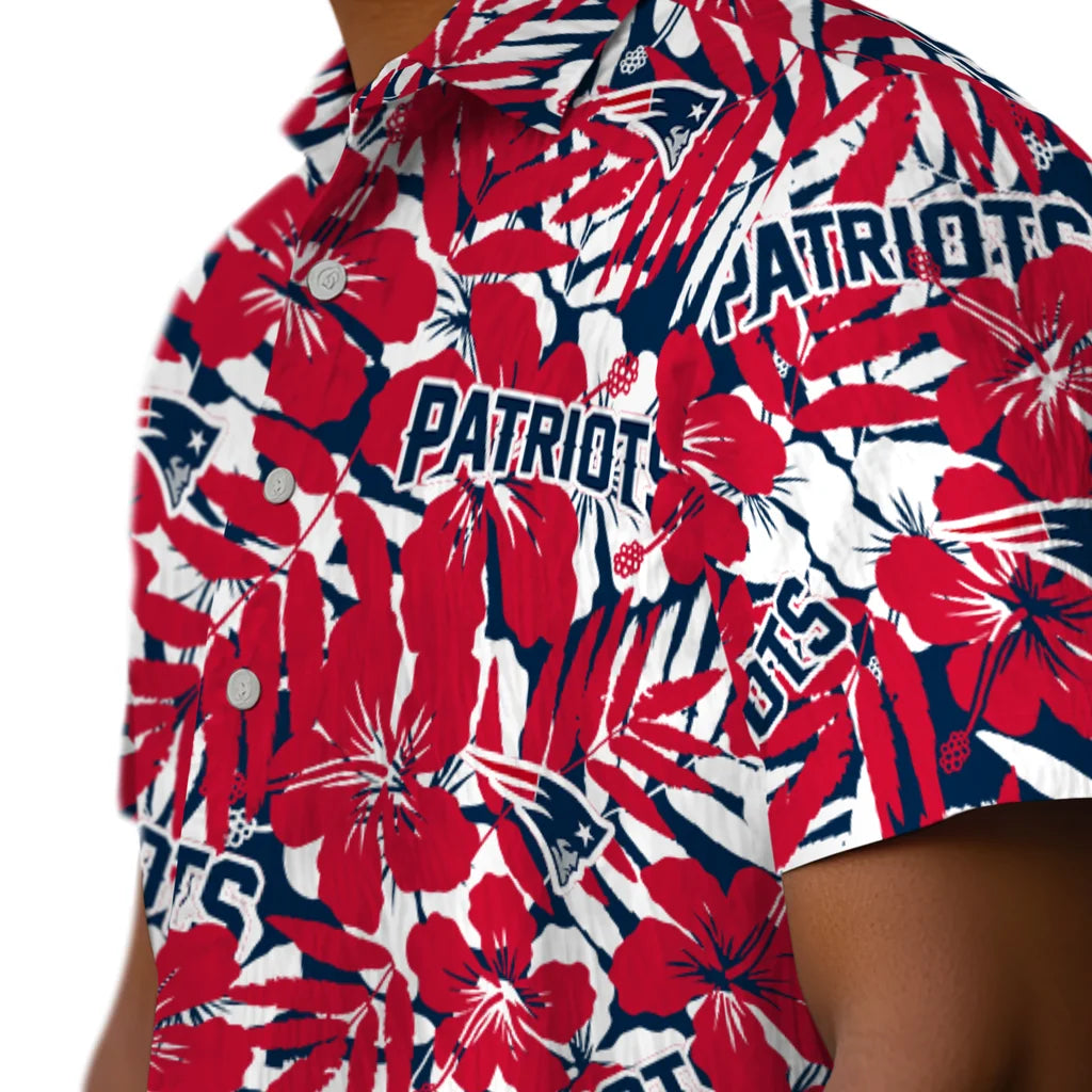 New England Patriots Hawaiian Shirt - Hibiscus Overlay | Moonbestprint