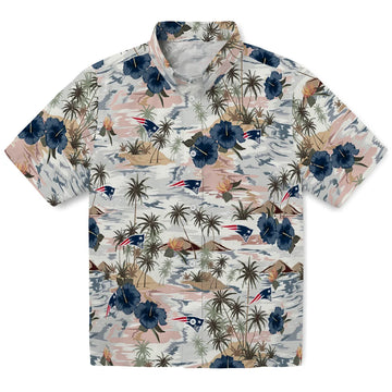 New England Patriots Hawaiian Shirt - Hibiscus Seaside | Moonbestprint