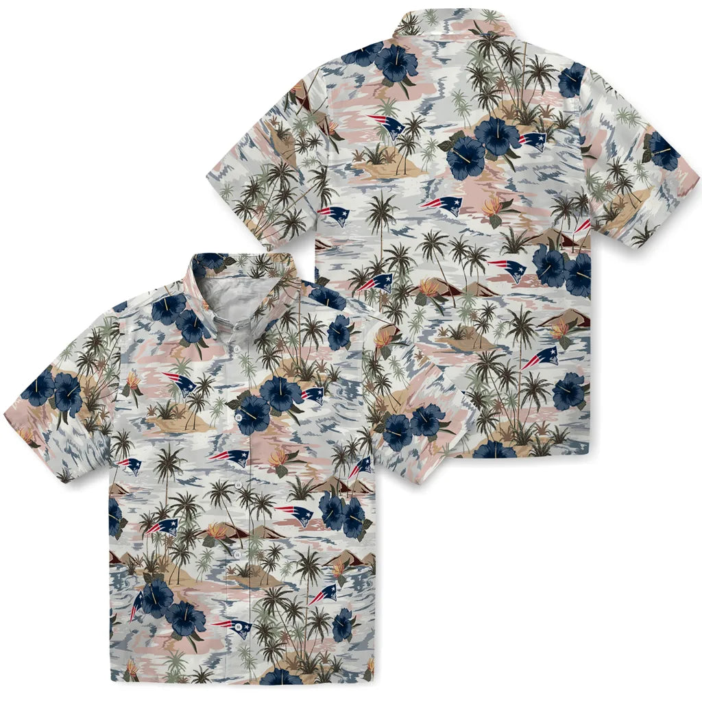 New England Patriots Hawaiian Shirt - Hibiscus Seaside | Moonbestprint