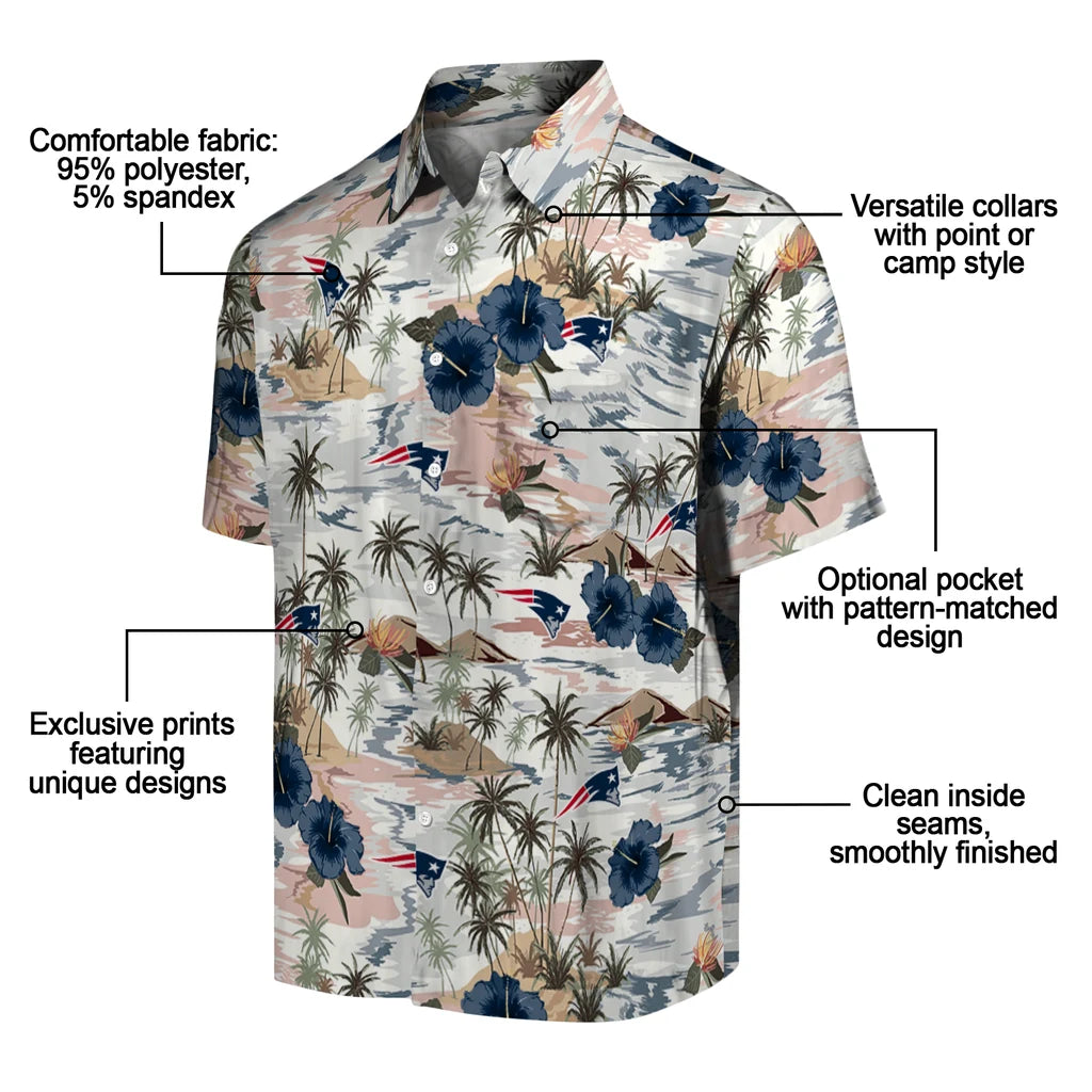 New England Patriots Hawaiian Shirt - Hibiscus Seaside | Moonbestprint