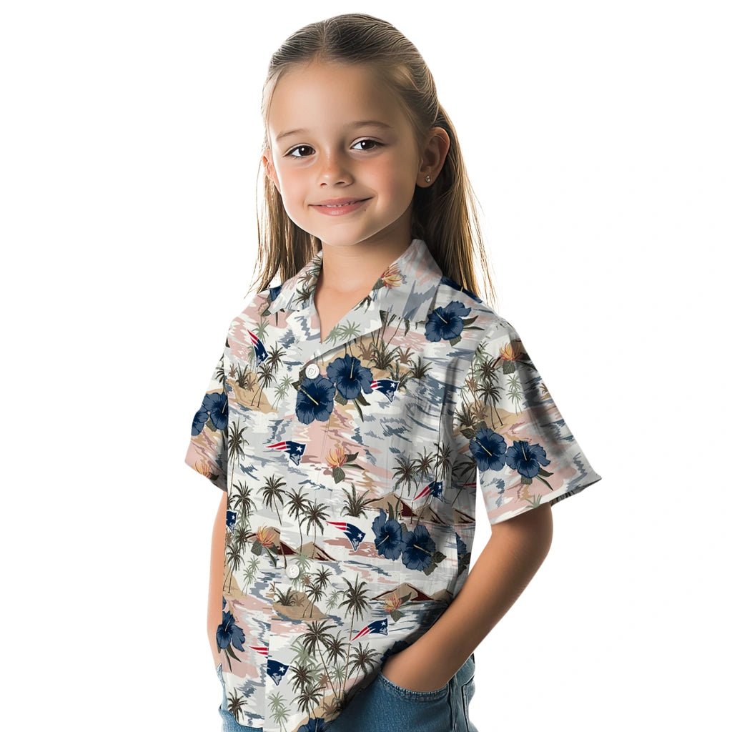 New England Patriots Hawaiian Shirt - Hibiscus Seaside | Moonbestprint