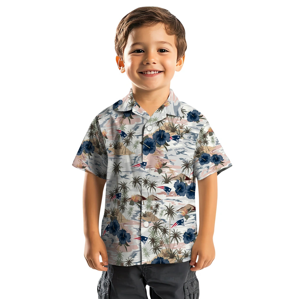 New England Patriots Hawaiian Shirt - Hibiscus Seaside | Moonbestprint