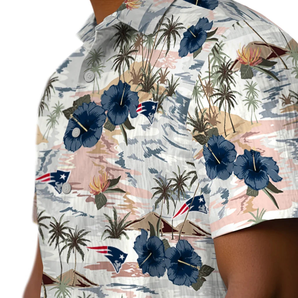 New England Patriots Hawaiian Shirt - Hibiscus Seaside | Moonbestprint