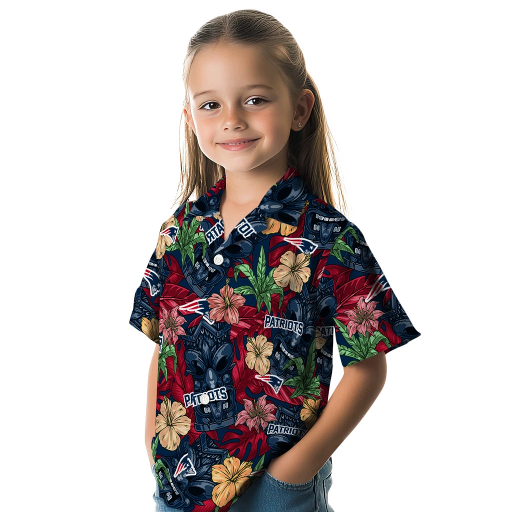 New England Patriots Hawaiian Shirt - Hibiscus Tiki Jungle | Moonbestprint