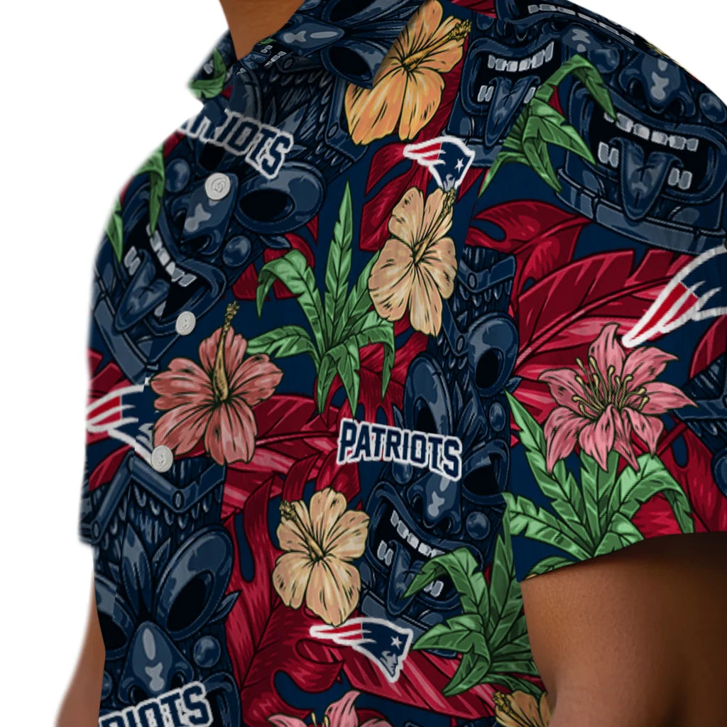 New England Patriots Hawaiian Shirt - Hibiscus Tiki Jungle | Moonbestprint