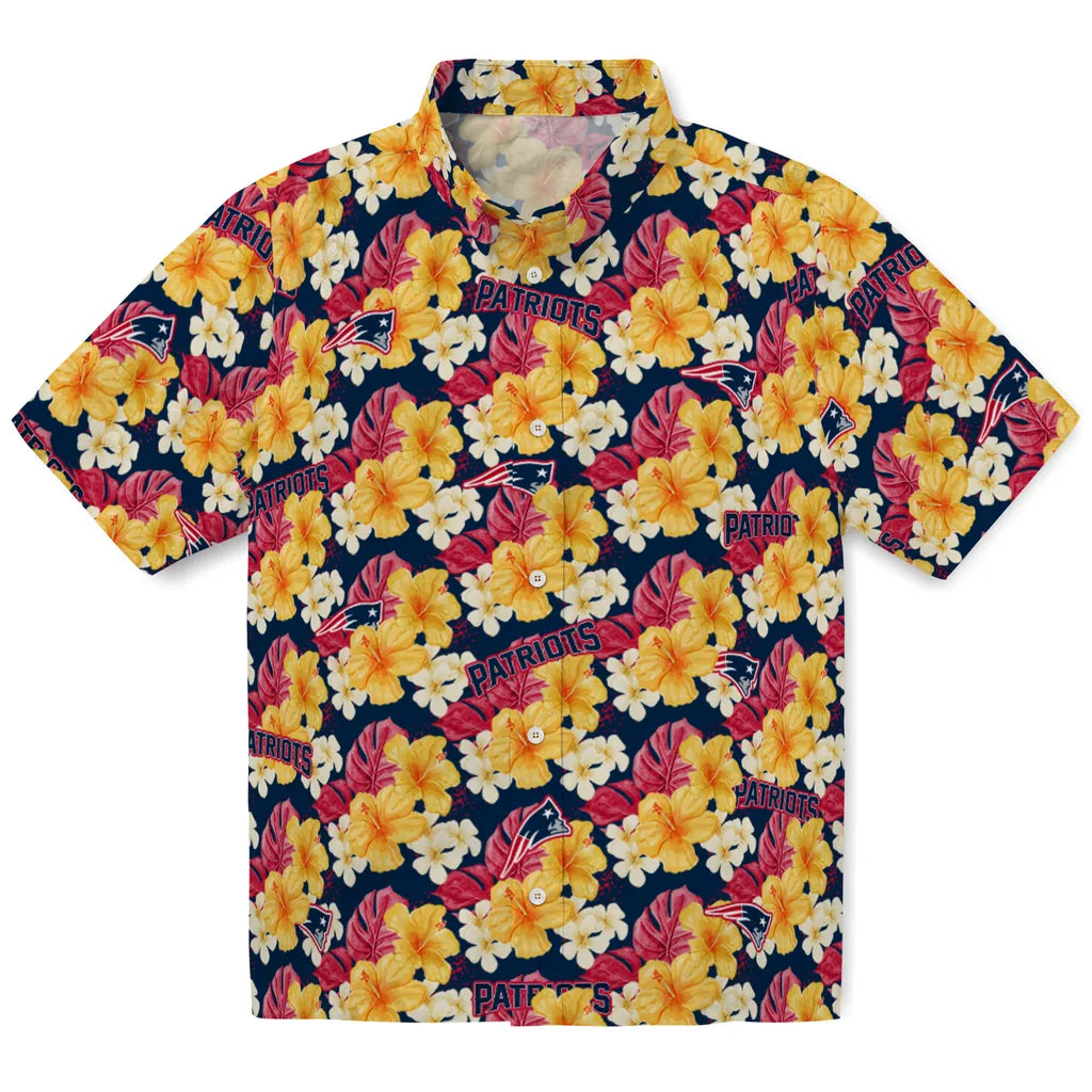 New England Patriots Hawaiian Shirt - Hibiscus Tropics | Moonbestprint