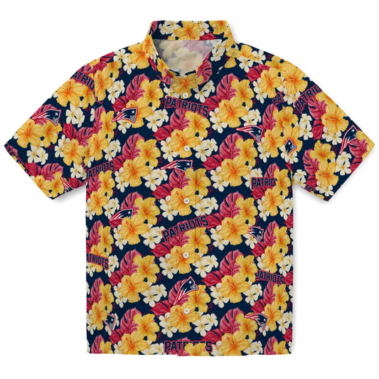 New England Patriots Hawaiian Shirt - Hibiscus Tropics | Moonbestprint