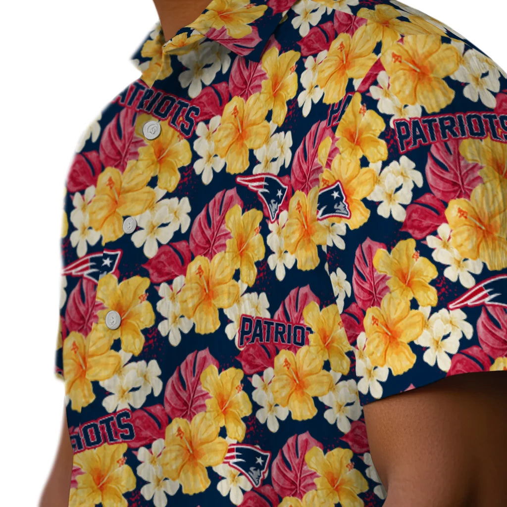 New England Patriots Hawaiian Shirt - Hibiscus Tropics | Moonbestprint