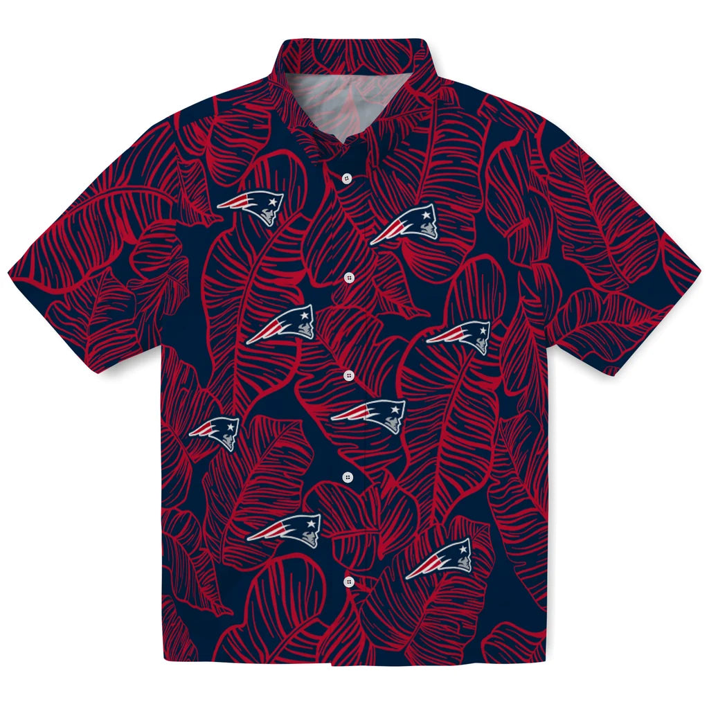 New England Patriots Hawaiian Shirt - Leaf Outline | Moonbestprint