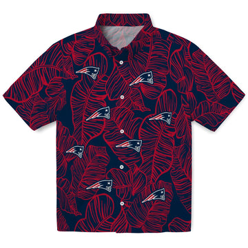 New England Patriots Hawaiian Shirt - Leaf Outline | Moonbestprint