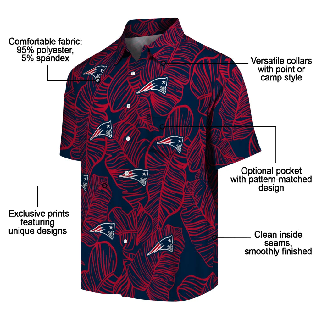 New England Patriots Hawaiian Shirt - Leaf Outline | Moonbestprint