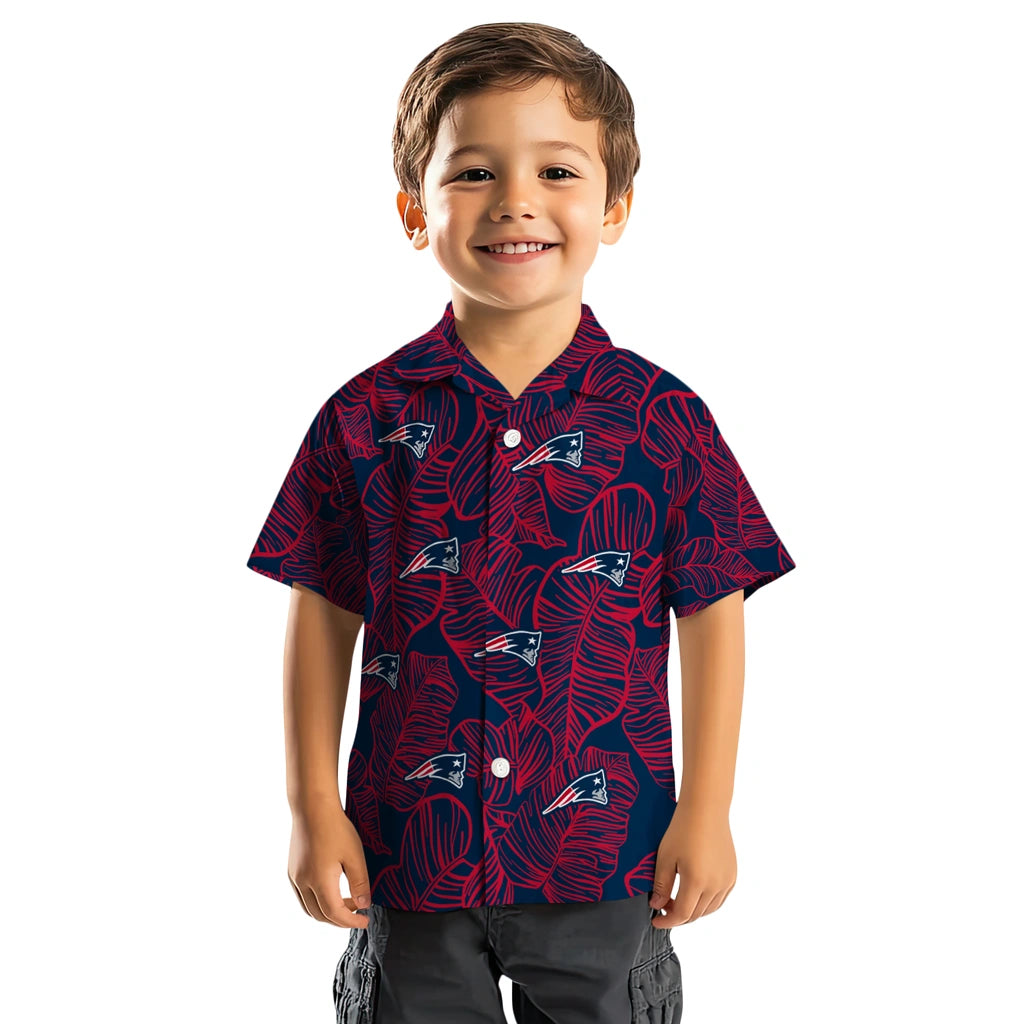 New England Patriots Hawaiian Shirt - Leaf Outline | Moonbestprint