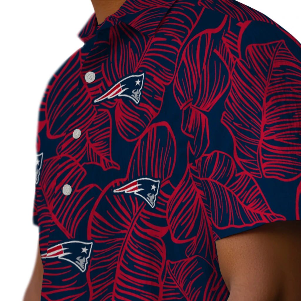 New England Patriots Hawaiian Shirt - Leaf Outline | Moonbestprint
