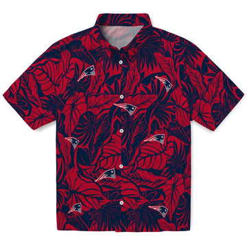 New England Patriots Hawaiian Shirt - Monstera Layer | Moonbestprint