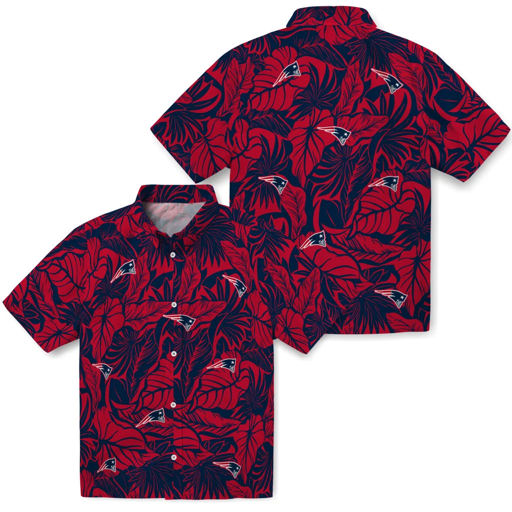 New England Patriots Hawaiian Shirt - Monstera Layer | Moonbestprint