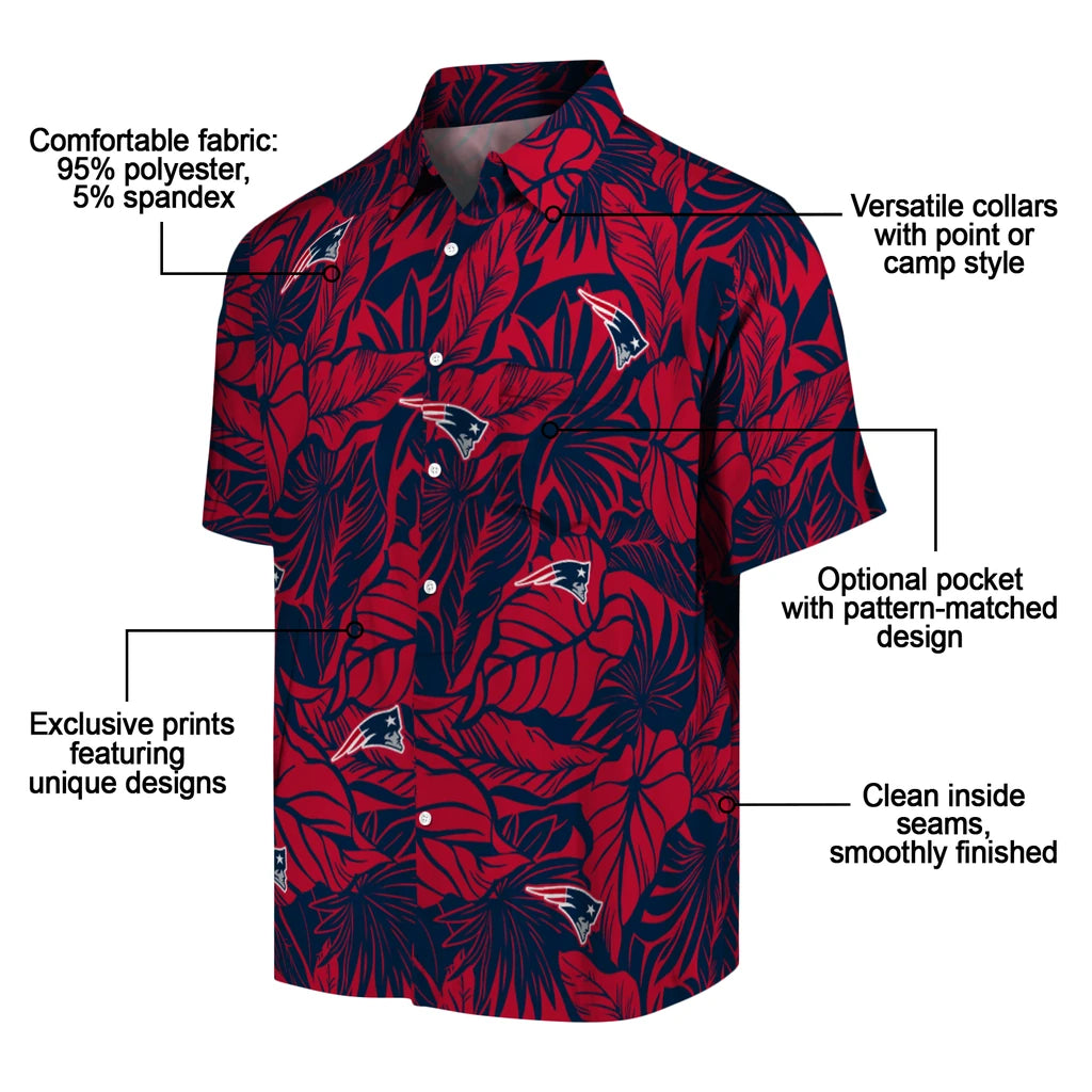 New England Patriots Hawaiian Shirt - Monstera Layer | Moonbestprint