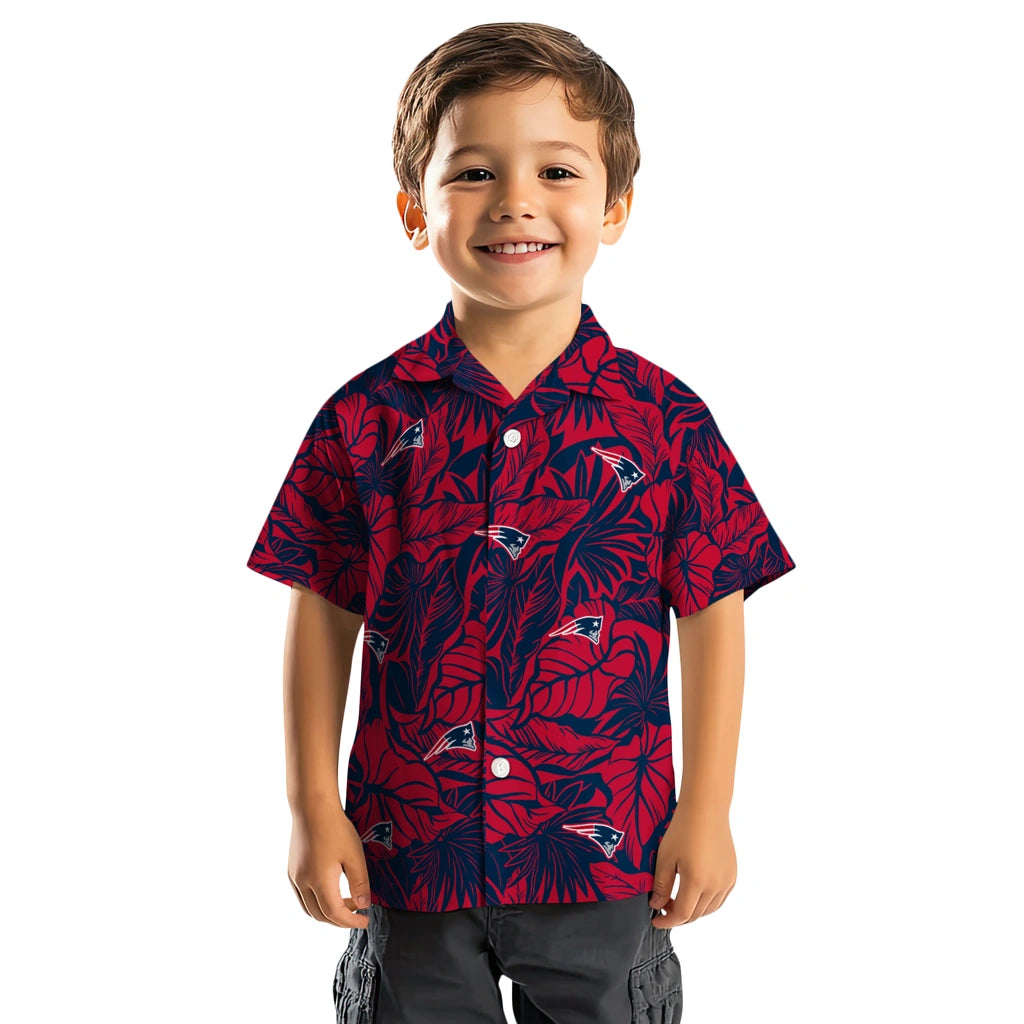 New England Patriots Hawaiian Shirt - Monstera Layer | Moonbestprint