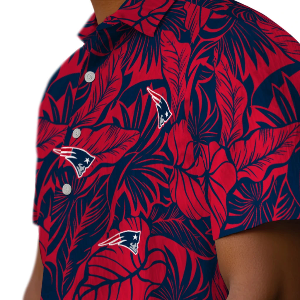 New England Patriots Hawaiian Shirt - Monstera Layer | Moonbestprint