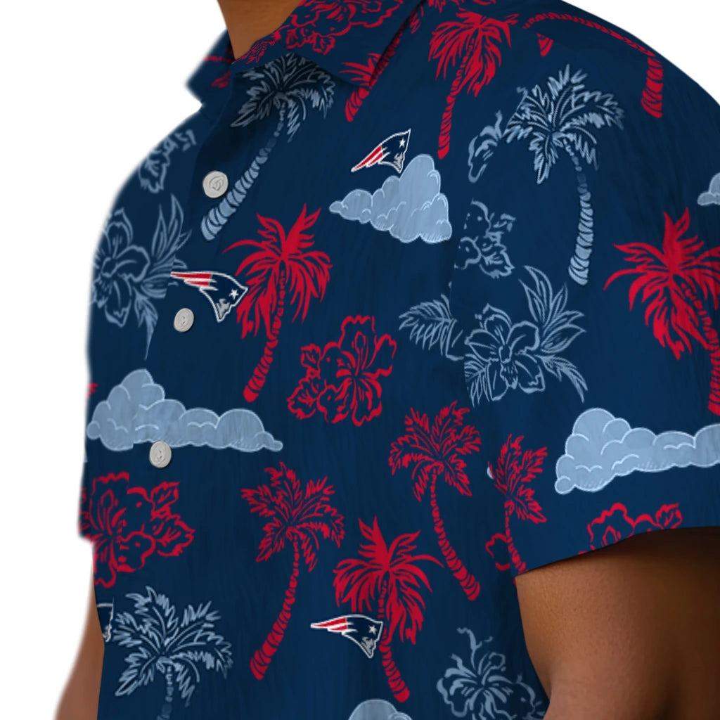 New England Patriots Hawaiian Shirt - Palm And Clouds | Moonbestprint