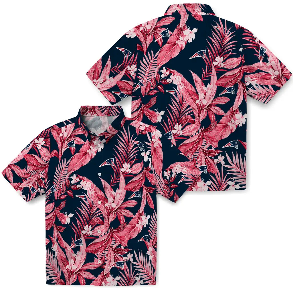 New England Patriots Hawaiian Shirt - Palm Leaves | Moonbestprint