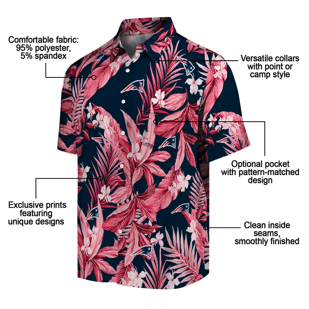 New England Patriots Hawaiian Shirt - Palm Leaves | Moonbestprint