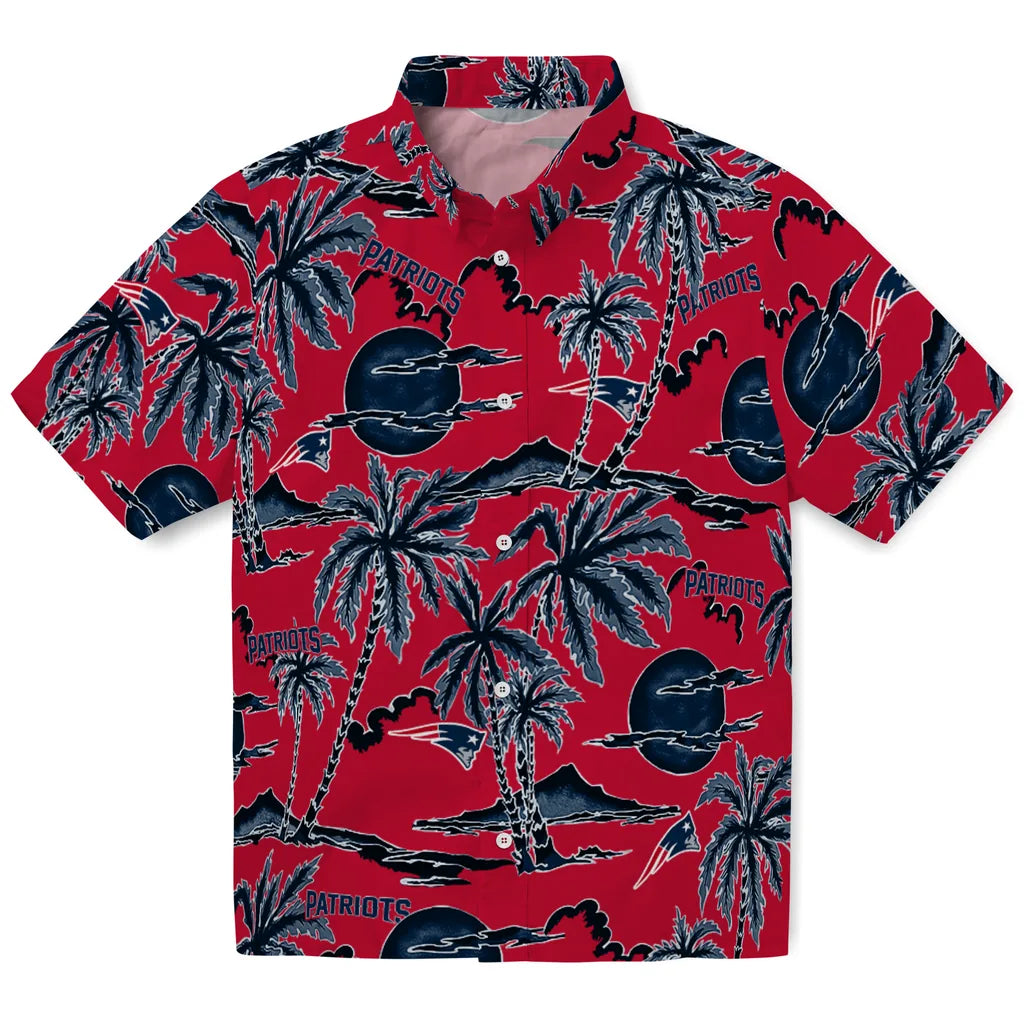 New England Patriots Hawaiian Shirt - Palm Sunset | Moonbestprint