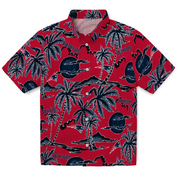 New England Patriots Hawaiian Shirt - Palm Sunset | Moonbestprint
