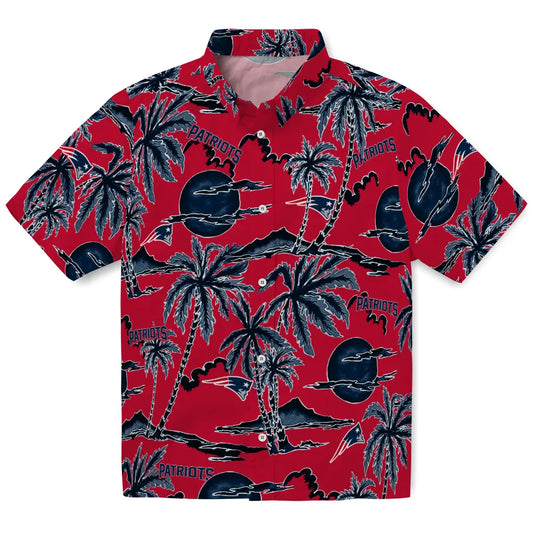 New England Patriots Hawaiian Shirt - Palm Sunset | Moonbestprint