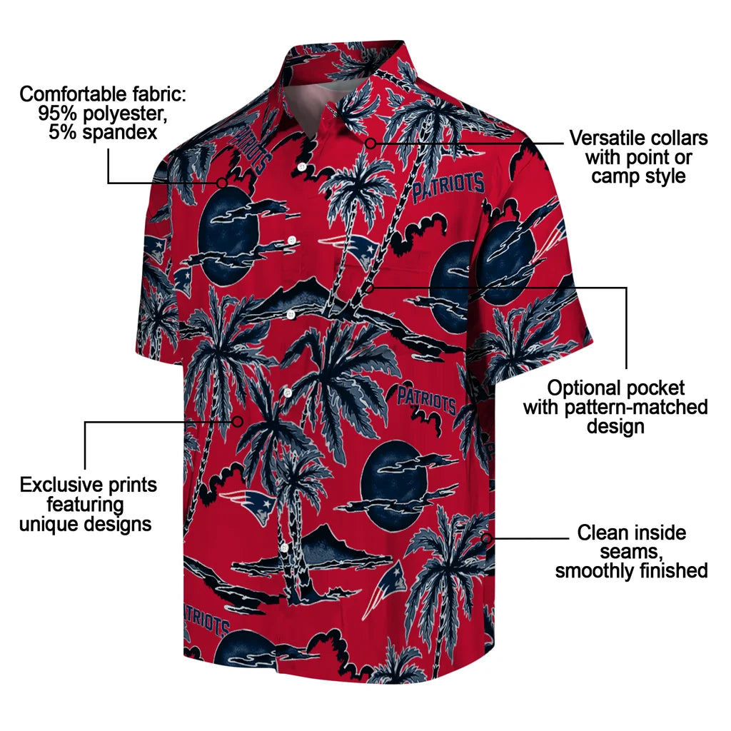 New England Patriots Hawaiian Shirt - Palm Sunset | Moonbestprint